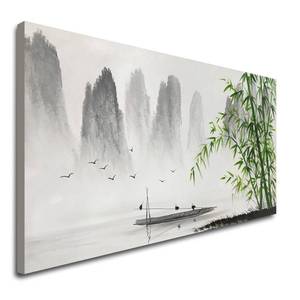 lot 46091 image: Large Hand Painted Traditional Chinese Painting Black and White Modern Landscape Canvas Wall Art Handmade Bamboo Artwork - Retail $179.98