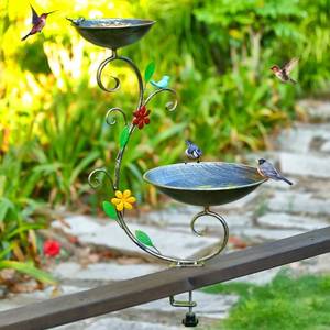 lot 51201 image: CaliDecor 2 in1 Railing Bird Feeder Deck Mounted Bird Bath, Rustproof Bird Feeders for Outside and Bird Baths with Sturdy Clamp, Bird Feeders for Outdoors Yard Garden