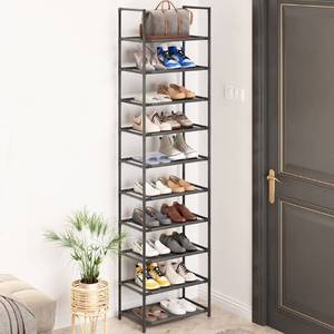 lot 51203 image: vZ&L HOUSE 10 Tier Shoe Rack Tall, Sturdy Free Standing Narrow Shoe Stand, Store 20-24 Pairs of Shoes, Stackable Shoe Organizer Storage Shelf for Entryway to Increase The Use of Space