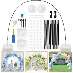 lot 51207 image: RUBFAC Balloon Arch Stand, 10ft Wide Adjustable Balloon Arch Kit Adjustable Frame with Water Fillable Base for Wedding Birthday Baby Shower Decoration Halloween Christmas Party Supplies
