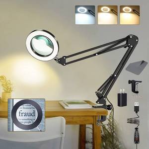lot 51226 image: 10X Lighted Magnifying Glass Lamp with 3 Color Modes, 72 LEDs and Real Glass Lens - For Close Work, Repair, Reading, Crafts