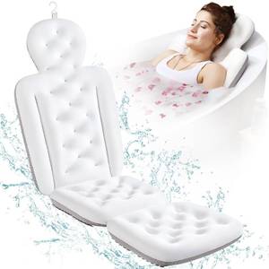 lot 51228 image: Full Body Bath Pillow for Bathtub, Thick Bathtub Cushion with Laundry Bag, Luxury Tub Pillow for Bath for Headrest Neck and Back Support White 56 x 16