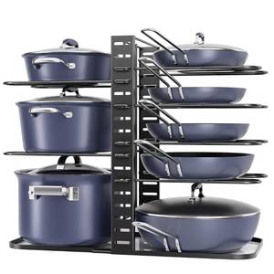 lot 51242 image: ORDORA Pots and Pans Organizer Under Cabinet, Adjustable 8-Tier Pot Organizers inside Cabinet, Kitchen Organizers and Storage Fit 6-11 inch Lightweight Cookware