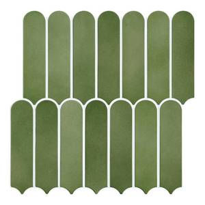 lot 51249 image: Commomy Matte Peel and Stick Backsplash - 10 Sheets of 11.8 x 11.8 - 3D Green Peel and Stick Tile for Kitchen and Bathroom Matte PVC Wall Tiles Interior Renters,RV,Bedroom,Living Room