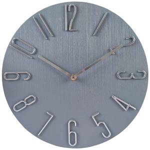 lot 51250 image: ALILUSSO 12 Inch Wall Clock Silent Non Ticking, 3D Relief Numbers Modern Style Decor Clock for Living Room Bedroom Kitchen Home Office School (Blue Grey)