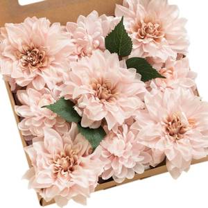 lot 51255 image: Lings Moment Artificial Flowers 9pcs Silk Dahlia 5.54.5 Fake Flowers for DIY Wedding Craft Bouquets Centerpieces Arrangements Party Baby Shower Home Decorations (Blush)