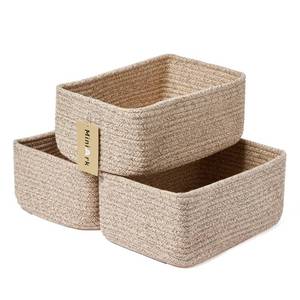 lot 51260 image: MiniArk Shelf Storage Baskets for Organizing  Closet Organizer Bins  Small Baskets  Toy Basket  Cute Decorative Basket  Cube Storage Bin  Woven Rope Basket  11.5 x 7.5 x 4.7  3 Packs Mixed Brown