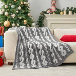 lot 51262 image: Am�lie Home Double Sided Cozy Cable Faux Fur Feather Yarn Throw Blankets for Couch, Lightweight Fur Throw Blanket for Sofa Chair Bed, Cable Grey, 50 x 60