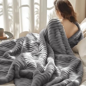 lot 51271 image: Bedsure Frost Gray Fleece Blanket for Couch - Super Soft Cozy Blankets for Women, Cute Small Blanket for Girls, 50x70 Inches