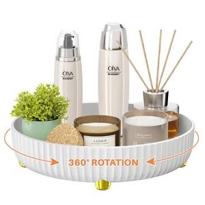 lot 51272 image: Bathroom Organizers and Storage - Rotating Makeup Organizer Tray for Perfume,Skincare,Cosmetics and Bathroom Storage,Lazy Susan Organizer,White