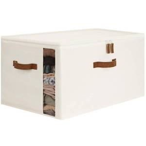 lot 51274 image: StorageWorks 90L Comforter Storage Bag with Handles, Clothing Storage Container for Quilt, Sheet, Bedding, Large Closet Organizer with Dual Zipper, Underbed Organization and Storage, Beige, 1-Pack
