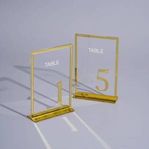 lot 51275 image: Blue Violet Wedding Table Numbers 1-25, Gold Mirror Acrylic Table Numbers with Stands, 4x6�� Table Sign and Holder, Laser Cut 3D Overlay, Table Numbers for Reception