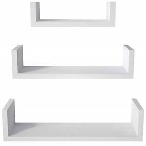 lot 51282 image: SRIWATANA Floating Shelves Wall Mounted, Solid Wood Wall Shelves, White