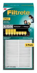 lot 51289 image: Filtrete Allergen Reduction True HEPA Room Air Purifier Filter, 2 Pack, Size 9.96 in. x 4.69 in., Works with Filtrete FAP-TT-ADH device