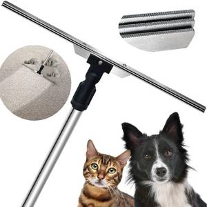 lot 51294 image: SATFOIV 3 Scraper Pet Hair Removal Tool for Carpet,Lengthen 13.7 Scraper &amp 60 Adjustable Handle,304 Stainless Steel Reusable Pet Hair Remover,Dog&ampCat Hair Carpet Rake Broom for Carpets,Rugs,Mats