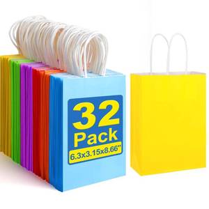 lot 51298 image: XPCARE 32 Pieces Paper Gift Bags, Kraft Paper Party Favor Bags Bulk with Handles for Kids Birthday, Baby Shower, Crafts, Wedding, Party Supplies (6 Colors)