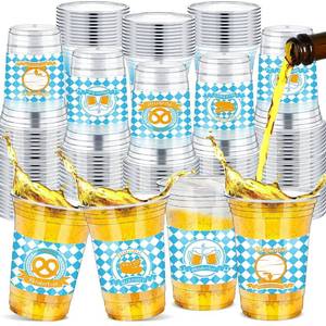 lot 51304 image: Jingmore 100 Pcs 12 oz Oktoberfest Clear Plastic Cups Oktoberfest Disposable Cups for Cold Hot Drinking Party Supply Festival Cups Beer Water Container for Beer Festival Carnival Party Favor