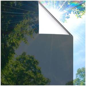 lot 51307 image: Coavas One Way Privacy Window Film, Daytime Window Film See Out Not in, Reflective Window Tint Heat Blocking, Static Cling Non-Adhesive for Home Office, 17.7 x 78.7 inches