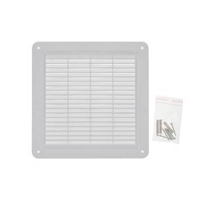 lot 51310 image: HVAC OV 10 x 10 Inch White Plastic Square Vent Cover - HVAC Air Return Grille - Built-in Protection Screen and Screws Included - Grille Dimensions 7.9 x 7.9 Inches