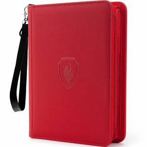 lot 51312 image: 4 Pocket Card Binder for 320 Cards, Fabmaker Premium Zip Trading Card Binder, Portable PU Card Collection Binder, Collector Card Album, Card Folder for MTG, TCG, Sports Cards, Game Cards (Red)