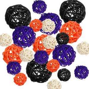 lot 51314 image: SANNIX 24 Pack Halloween Decoration Rattan Balls, Wicker Balls for Home Decor Wedding Party Ornaments Baby Shower Table Decor Home Yard Hanging Ornaments