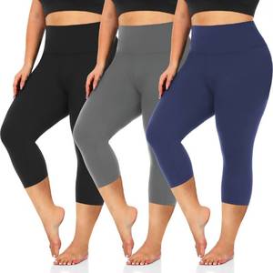 lot 51326 image: we fleece Plus Size Capri Leggings for Women -Stretchy 2XL Tummy Control High Waist Spandex Workout Yoga Pants. one each blue