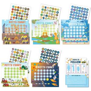 lot 51349 image: Potty Training Chart for Toddler Boys 17 PCS Potty Training Sticker Chart 5 Fun Styles Potty Reward Chart Toddler with Stickers Potty Chart Potty Sticker Chart