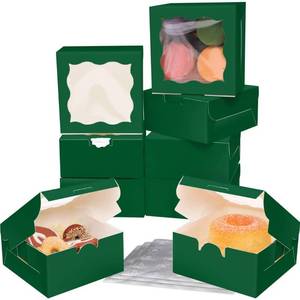 lot 51351 image: Bakepacker Christmas Bakery Boxes with Window 4x4x2.5 inches Small Size Pastry Boxes Mini Cookie Boxes for Bakerys Thick & Sturdy ��60 Packs��