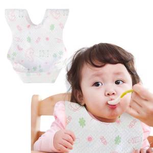 lot 51364 image: TOELTON Baby Bibs - Pack of 50 Disposable Bibs for 6 Months and Up - 3-Layer Protection Toddler Bibs for Boys and Girls - Fun and Whimsical Designs - Comfortable and Lightweight, White, TA210308DB