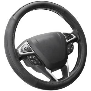 lot 51365 image: SEG Direct Car Steering Wheel Cover Universal Standard Size 14.5-15 inch, Black Microfiber Leather