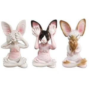 lot 51367 image: JARPSIRY Set of 3 Wise Sphynx Cat Statue See Hear Speak No Evil Zen Meditating Yoga Cats Figurine Buddha Cats Sculptures 3.3 Tall Shelf Sitters