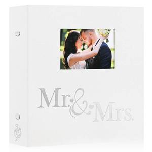 lot 51391 image: Lanpn Wedding Photo Album 4x6 1000 Pocket Photos Slip in, Linen Cover Large Capacity Newlywed Marriage Window Album Hold 1000 Horizontal Vertical Photos (Mr & Mrs, White)