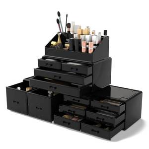 lot 51392 image: READAEER Makeup Cosmetic Organizer Storage Drawers Display Boxes Case with 12 Drawers (Black)