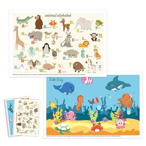 lot 51408 image: Babebay Disposable Placemats for Baby, 60 Pack Sticky Toddler Placemat for Restaurants, Dining Table, Party, Travel, 12 x 18 with 2 Designs