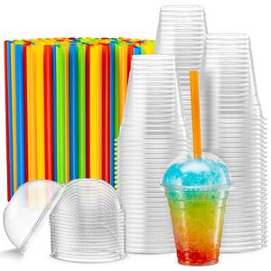 lot 51411 image: ELEGANT DISPOSABLES 40 Sets - 20 Oz Crystal Clear PET Plastic Cups With Dome Lids & Straws for Iced Coffee, Cold Drinks, Milkshake, Slush Cups, Smoothys, Slurpee, Partys, Plastic Disposable Cups
