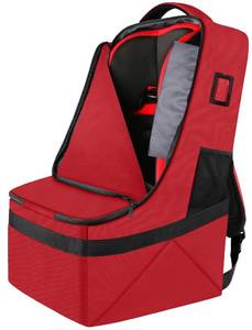 lot 51415 image: YOREPEK Car Seat Travel Bag, Padded Car Seats Backpack for Air Travel, Heavy Duty Carseat Travel Bag for Airplane, Airport Gate Check Bag (Red)