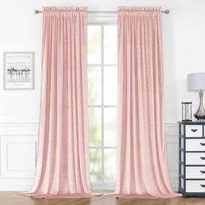 lot 51417 image: YURIHOME Pink Velvet Curtains 90 Inches for Bedroom, Thermal Insulated Curtains- Room Darkening Sun Blocking Rod Pocket Window Drapes for Living Room, 2 Panels, 52 x 90 Inches