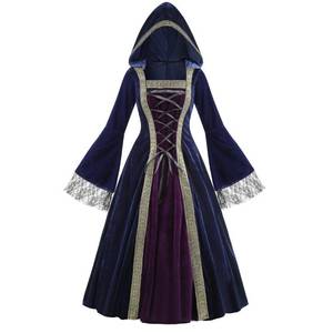 lot 51419 image: Colorful House Womens Velvet Medieval Princess Costume Halloween Cosplay Long Sleeve Renaissance Dress Adult Queen Costumes(BluePurple, Large)