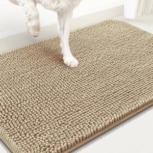 lot 51420 image: OLANLY Dog Door Mat for Muddy Paws 30x20, Absorbs Moisture and Dirt, Absorbent Non-Slip Washable Mat, Quick Dry Chenille, Mud Mat for Dogs, Entry Indoor Door Mat for Inside Floor, Beige