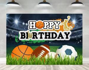 lot 51428 image: Ticuenicoa 5 x 3ft Sports Birthday Backdrop Boys Football Basketball Baseball Kids Birthday Background Kids Sports Theme Birthday Party Banner Wall Decorations Props