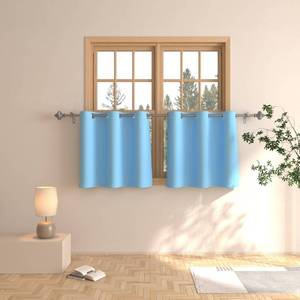 lot 51441 image: UPOPO Sky Blue Tier Curtains 24 inch Room Darkening Kitchen Tiers Boys Room Bathroom Mini Short Curtain Triple Weave Small Basement Cafe Curtains Half Window Treatment Set 2 Panels Grommet Top Drapes