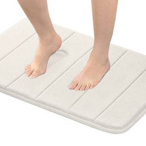 lot 51446 image: Flamingo P Memory Foam Bath Mat Rug, Soft Non Slip Absorbent Bathroom Rug Machine Washable Bath Mats for Bathroom Thick Bath Rug Carpet for Bathroom Floor, Tub and Shower, 24x17 Inches, Ivory White