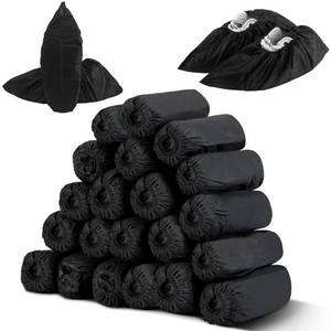 lot 51449 image: Tigeen 200 Pcs 100 Pairs Disposable Shoe Covers Non Woven Stretchable Boot Covers Non Slip Waterproof Shoe Protector Covers for Women Men Fits Size 4-12 Booties Carpet Floor (Black)