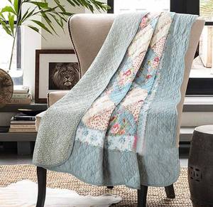 lot 51457 image: Cozyholy Original 100% Cotton Patchwork Quilt Twin Size Blue Floral Bedspread Coverlet Reversible Vintage Shabby Chic Quilted Throw Blanket Bed Quilt Cover for Couch Sofa