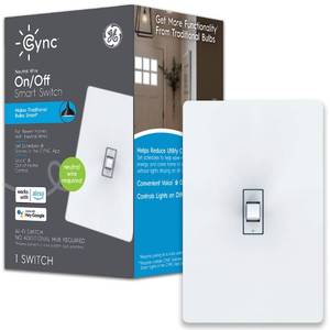 lot 51458 image: GE CYNC Smart Light Switch, Toggle Style, Neutral Wire Required, Bluetooth and 2.4 GHz 4-Wire Wi-Fi Switch, Works with Alexa and Google (1 Pack)