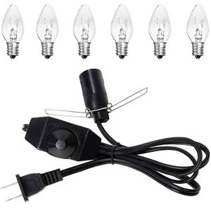 lot 51462 image: Venforze Himalayan Salt Lamp Cord Replacement with Dimmer Switch and E12 Halogen Salt Lamp Bulbs(6-Pack), 5 Feet Salt Lamps Cords with Base Assembly