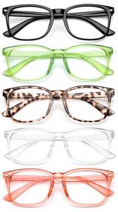 lot 51469 image: WINTOO Anti Blue Light Glasses for Women Men -5 Pair Blue Light Blocking Glasses, UV400 Anti-Glare Computer Glasses Women, Blue Light Reading Glasses for Women for Gaming TV Phone Screen Square Frame