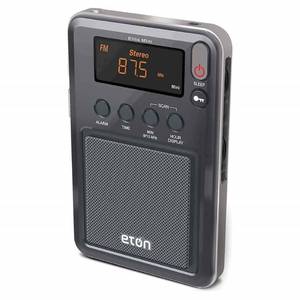 lot 51473 image: Eton - Elite Mini Compact AMFMShortwave Radio, Internal AM Antenna and Telescoping FMSW Antenna, Clock and Alarm, Sleep Timer, Custom Leather Case Included, Commitment to Preparedness