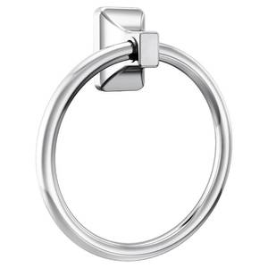 lot 51478 image: Moen Donnor Collection Chrome 6.25-Inch Diameter Wall Mount Contemporary Bathroom Hand-Towel Ring, P5860