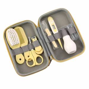 lot 51481 image: ZELINYE Baby Grooming Kit, 8 in 1 Baby Hair BrushNail ClipperNose CleanerFinger ToothbrushNail ScissorsManicure Kit for Baby Care Keep Healthy and Clean(Yellow)